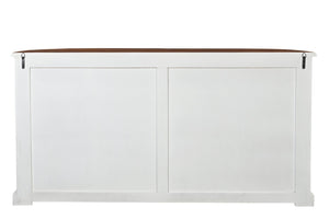 HomeRoots 69" Rustic Solid Wood Sideboard with Geometric Carvings, Ample Storage, and Vintage Two-Tone Finish 634324
