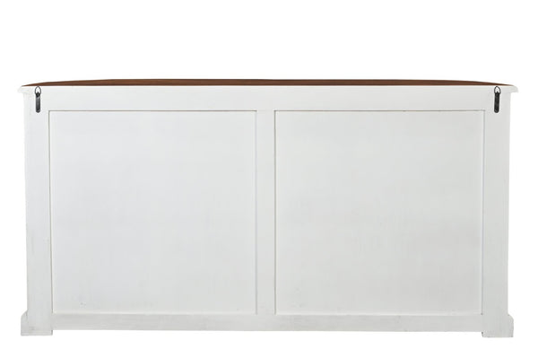 HomeRoots 69" Rustic Solid Wood Sideboard with Geometric Carvings, Ample Storage, and Vintage Two-Tone Finish 634324