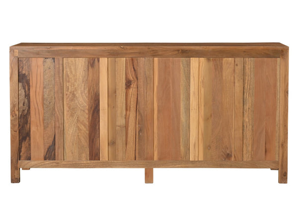 HomeRoots 71" Brown Solid Teak Carved Geometric Sideboard - Stylish Storage & Mid-Century Modern Design 634325
