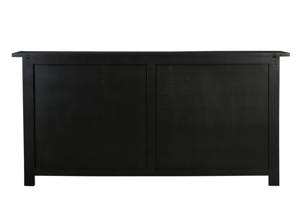 HomeRoots 79" Black Mango Wood Sideboard - Elegant Four Drawer Storage with Doors for Modern Spaces 634326