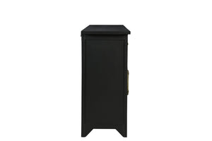 HomeRoots 79" Black Mango Wood Sideboard - Elegant Four Drawer Storage with Doors for Modern Spaces 634326