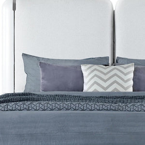 HomeRoots Gray Lighted Queen Bed Frame with White Upholstery - Modern Design, Durable Comfort & Ambient Glow 634338