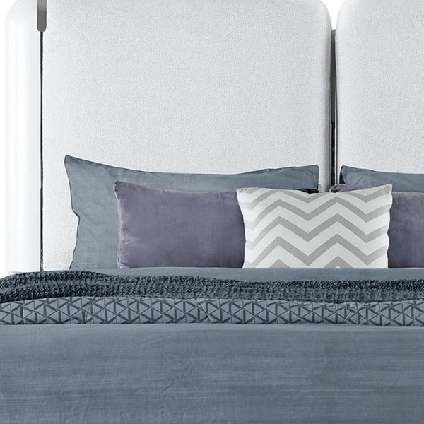 HomeRoots Gray Lighted Queen Bed Frame with White Upholstery - Modern Design, Durable Comfort & Ambient Glow 634338