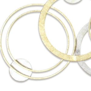 HomeRoots 18" Geometric Metal Wall Art Sculpture - Handcrafted Gold & Silver Round Discs for Modern Decor 634354