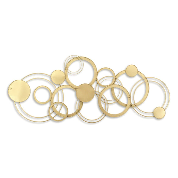 HomeRoots 18" Geometric Metal Wall Art Sculpture - Handcrafted Gold & Silver Round Discs for Modern Decor 634354