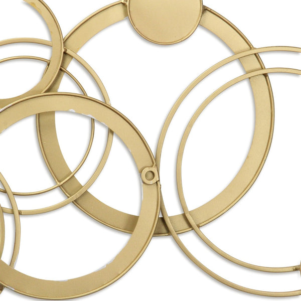 HomeRoots 18" Geometric Metal Wall Art Sculpture - Handcrafted Gold & Silver Round Discs for Modern Decor 634354