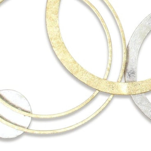 HomeRoots 18" Geometric Metal Wall Art Sculpture - Handcrafted Gold & Silver Round Discs for Modern Decor 634354
