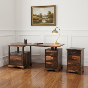 HomeRoots 68" Dark Brown Solid Wood Writing Desk & Bookshelf Set - Durable, Stylish, and Space-Saving Solution 634355