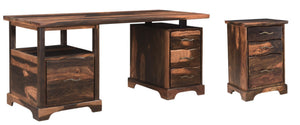 HomeRoots 68" Dark Brown Solid Wood Writing Desk & Bookshelf Set - Durable, Stylish, and Space-Saving Solution 634355