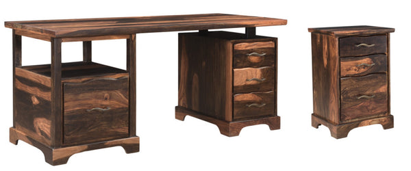 HomeRoots 68" Dark Brown Solid Wood Writing Desk & Bookshelf Set - Durable, Stylish, and Space-Saving Solution 634355