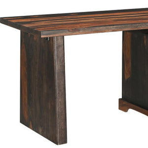 HomeRoots 54" Dark Brown Solid Wood Writing Desk & Bookshelf Set - Mid-Century Modern with Storage Drawers 634356