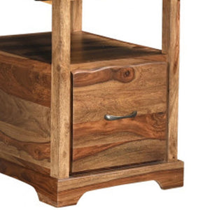 HomeRoots 68" Brown Solid Wood Writing Desk & Bookshelf Set – Durable, Assembled, Perfect for Home Office! 634357