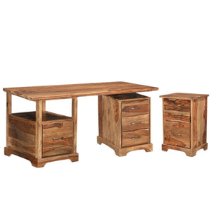 HomeRoots 68" Brown Solid Wood Writing Desk & Bookshelf Set – Durable, Assembled, Perfect for Home Office! 634357