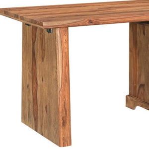 HomeRoots 54" Brown Solid Wood Writing Desk and Bookshelf Set – Stylish, Functional, and Versatile Storage Solution 634358
