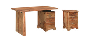 HomeRoots 54" Brown Solid Wood Writing Desk and Bookshelf Set – Stylish, Functional, and Versatile Storage Solution 634358
