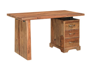 HomeRoots 54" Brown Solid Wood Writing Desk and Bookshelf Set – Stylish, Functional, and Versatile Storage Solution 634358