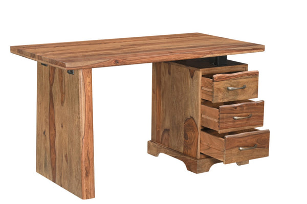 HomeRoots 54" Brown Solid Wood Writing Desk and Bookshelf Set – Stylish, Functional, and Versatile Storage Solution 634358