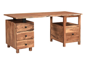 HomeRoots 69" Brown Solid Wood Writing Desk & Bookshelf Set - Stylish, Durable, Versatile Workspace Solution 634360