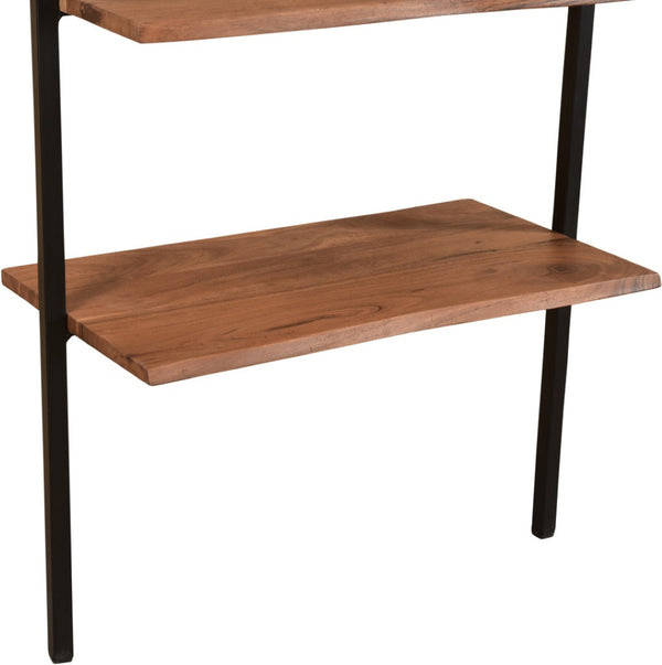 HomeRoots 54" Stylish Brown and Black Wall-Mounted Writing Desk & Bookshelf Set with 3 Drawers for Home Offices 634361