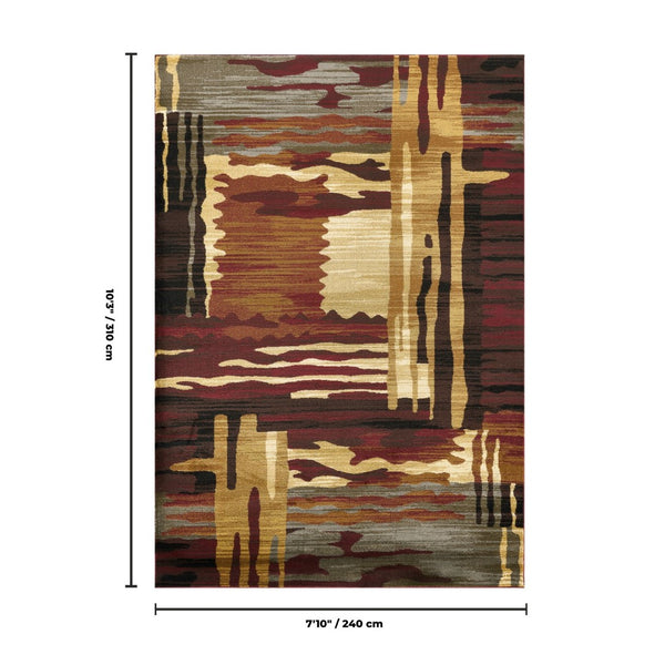 English Elm Joy Abstract Geometric Stripe Area Rug Bold Multi-color Low Pile Living Room Floor B186P452311