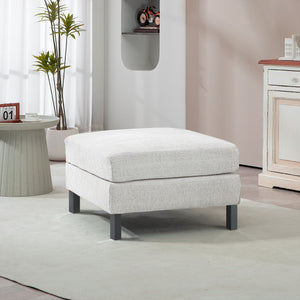 English Elm Homcom Modular Ottoman For Customizable Sectional Sofa, Soft Cream White Upholstery, Durable Design W2225P229502