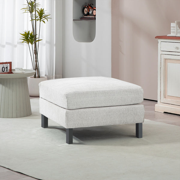 English Elm Homcom Modular Ottoman For Customizable Sectional Sofa, Soft Cream White Upholstery, Durable Design W2225P229502