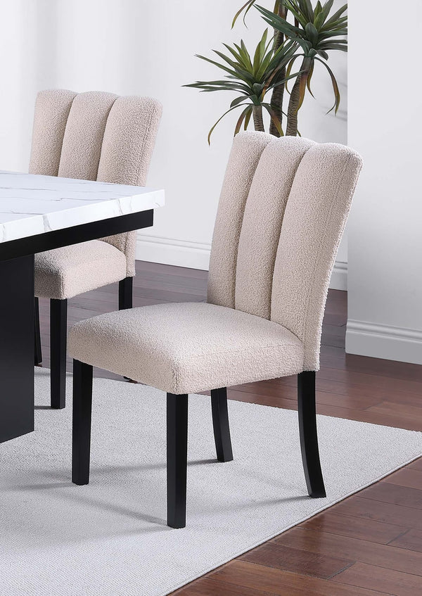 English Elm Upholstered Modern 2pc Dining Chairs with Channel Tufting, Soft Fabric Comfort & Black Wood Legs B011P368140
