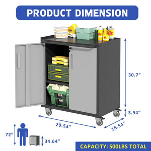 English Elm Heavy-duty Steel Garage Cabinet on Wheels with Locking Doors and Adjustable Shelves T2398P222831
