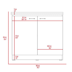 English Elm Freestanding Sink Cabinet With Double Doors, Two Adjustable Shelves, White & Light Gray Finish B097S00139
