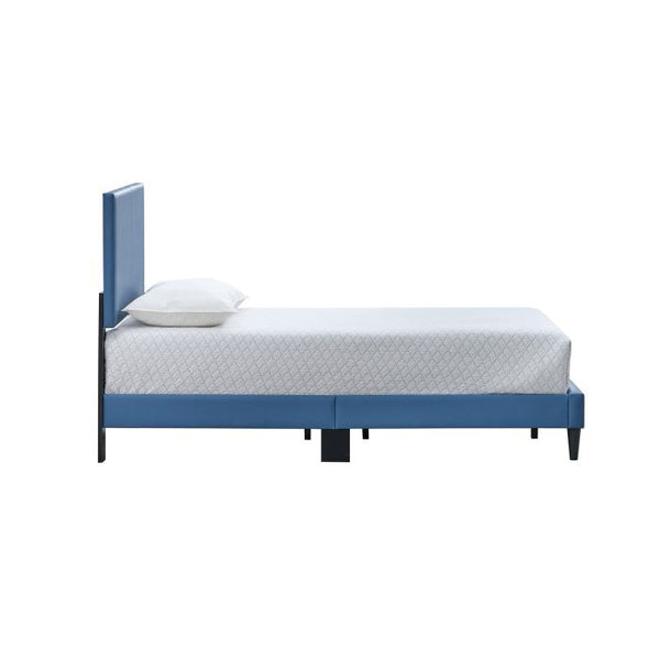 English Elm Baron Full Bed Frame with Faux Leather Upholstery, Slat Support, Adjustable Headboard Height, Fits 7–13" Blue 26.37 L x 45.47 W x 7.48 H B078P380173