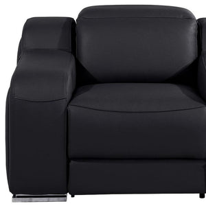 HomeRoots 41" Black Italian Leather Wall Hugger Recliner - Power Recline, USB Charging, Chic Comfort & Style 634537