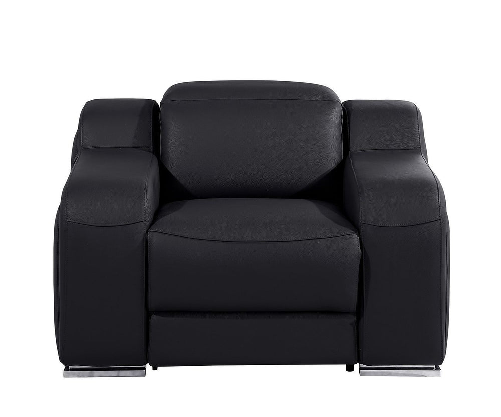HomeRoots 41" Black Italian Leather Wall Hugger Recliner - Power Recline, USB Charging, Chic Comfort & Style 634537