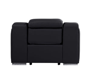 HomeRoots 41" Black Italian Leather Wall Hugger Recliner - Power Recline, USB Charging, Chic Comfort & Style 634537