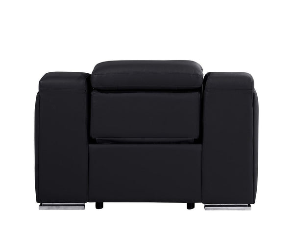 HomeRoots 41" Black Italian Leather Wall Hugger Recliner - Power Recline, USB Charging, Chic Comfort & Style 634537