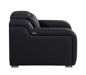 HomeRoots 41" Black Italian Leather Wall Hugger Recliner - Power Recline, USB Charging, Chic Comfort & Style 634537