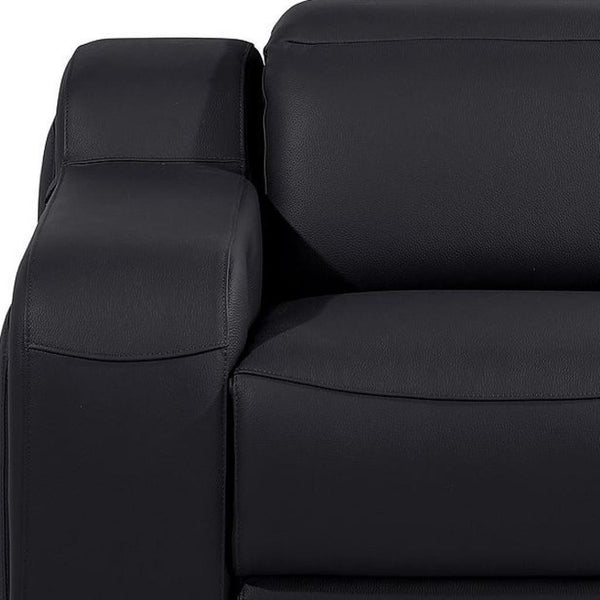 HomeRoots 41" Elegant Italian Leather Wall Hugger Recliner with USB Charging for Ultimate Comfort & Style Black 634538