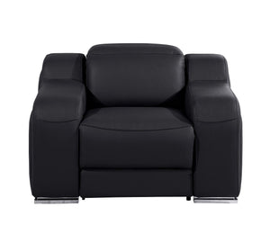 HomeRoots 41" Elegant Italian Leather Wall Hugger Recliner with USB Charging for Ultimate Comfort & Style Black 634538