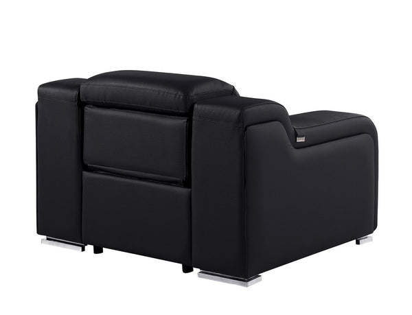 HomeRoots 41" Elegant Italian Leather Wall Hugger Recliner with USB Charging for Ultimate Comfort & Style Black 634538