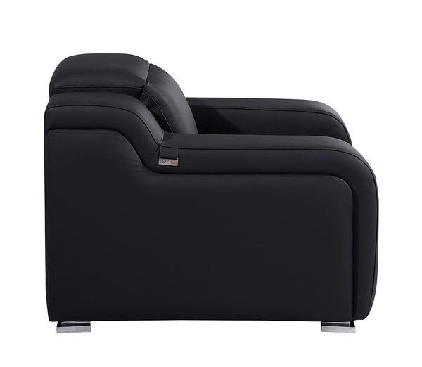 HomeRoots 41" Elegant Italian Leather Wall Hugger Recliner with USB Charging for Ultimate Comfort & Style Black 634538