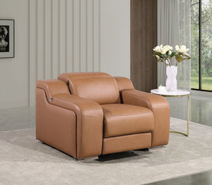HomeRoots 41" Elegant Italian Leather Wall Hugger Recliner with USB Charging for Ultimate Comfort & Style Chestnut 634539