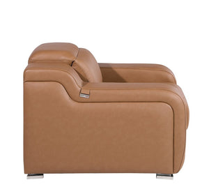 HomeRoots 41" Elegant Italian Leather Wall Hugger Recliner with USB Charging for Ultimate Comfort & Style Chestnut 634539