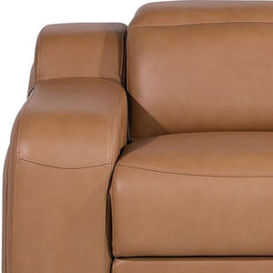 HomeRoots 41" Elegant Italian Leather Wall Hugger Recliner with USB Charging for Ultimate Comfort & Style Chestnut 634539