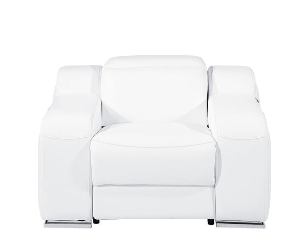 HomeRoots 41" Elegant Italian Leather Wall Hugger Recliner with USB Charging for Ultimate Comfort & Style White 634540