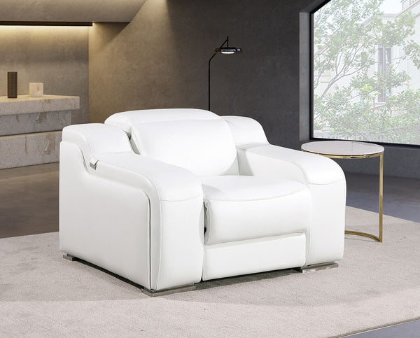 HomeRoots 41" Elegant Italian Leather Wall Hugger Recliner with USB Charging for Ultimate Comfort & Style White 634540