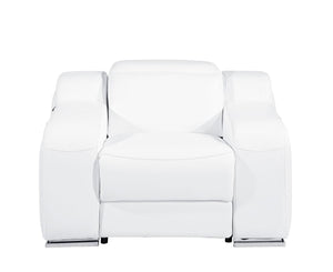 HomeRoots 41" Elegant Italian Leather Wall Hugger Recliner with USB Charging for Ultimate Comfort & Style White 634540