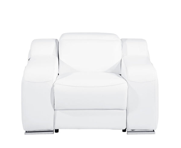 HomeRoots 41" Elegant Italian Leather Wall Hugger Recliner with USB Charging for Ultimate Comfort & Style White 634540