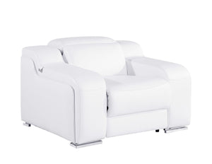 HomeRoots 41" Elegant Italian Leather Wall Hugger Recliner with USB Charging for Ultimate Comfort & Style White 634540
