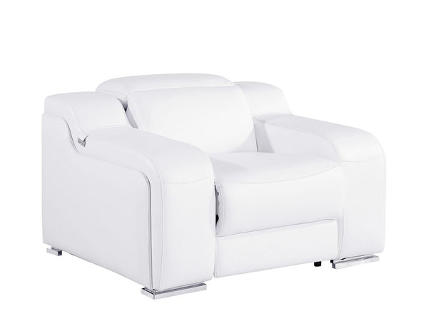 HomeRoots 41" Elegant Italian Leather Wall Hugger Recliner with USB Charging for Ultimate Comfort & Style White 634540