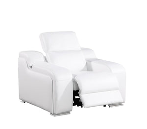 HomeRoots 41" Elegant Italian Leather Wall Hugger Recliner with USB Charging for Ultimate Comfort & Style White 634540
