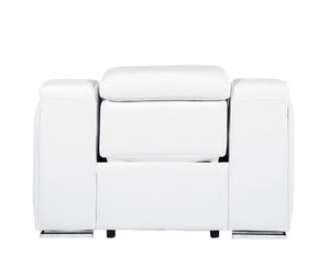 HomeRoots 41" Elegant Italian Leather Wall Hugger Recliner with USB Charging for Ultimate Comfort & Style White 634540